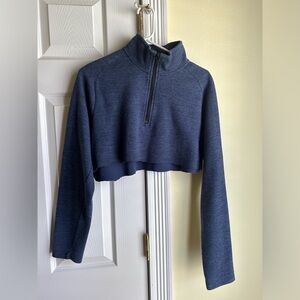 Navy Cropped Quarter Zip Sweatshirt